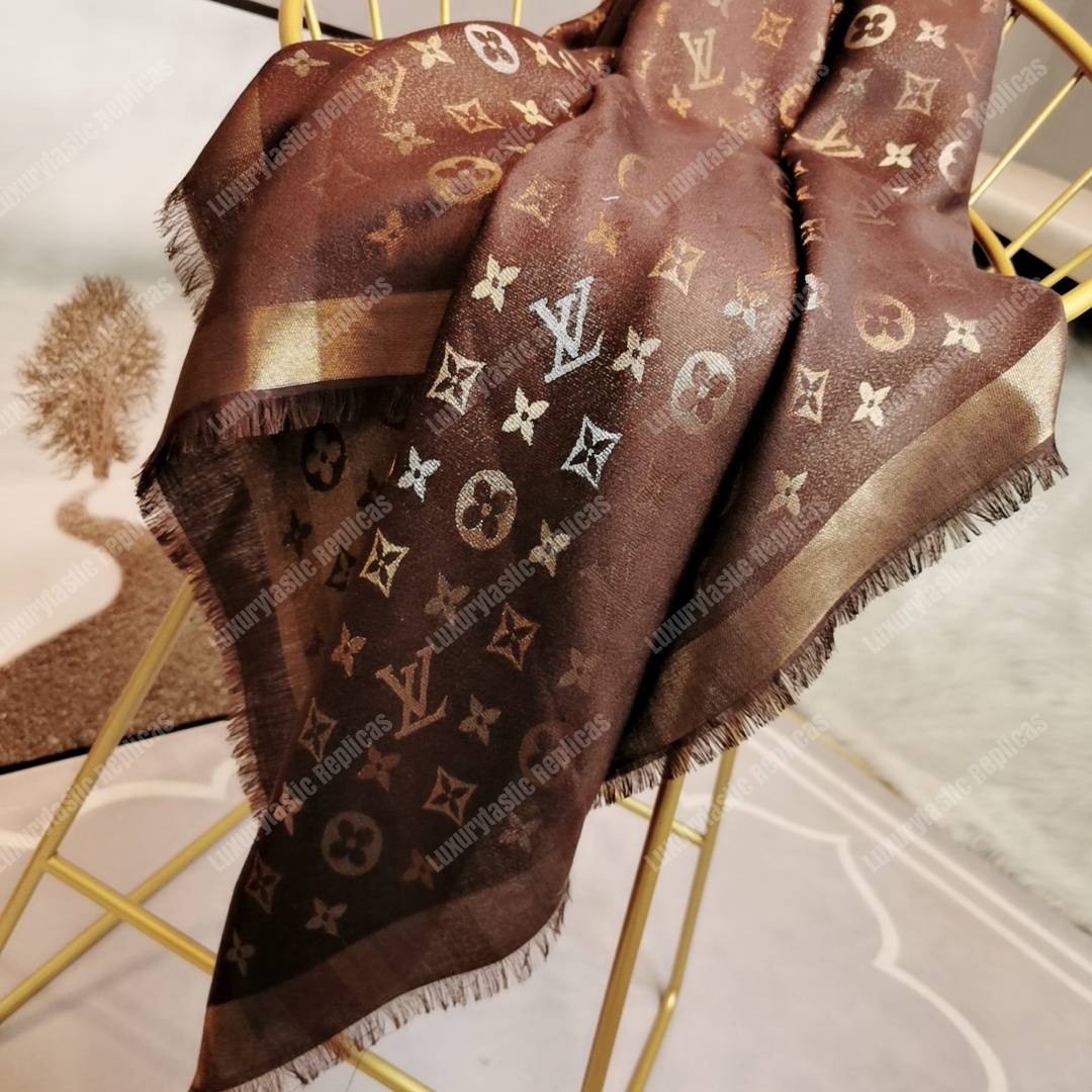 LV Monogram Shine Shawl Brown