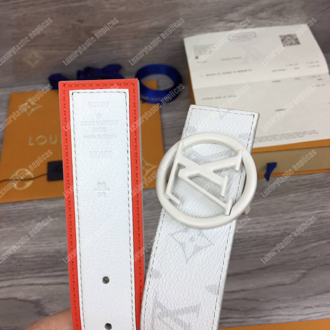 LV Circle 40mm Reversible Belt White