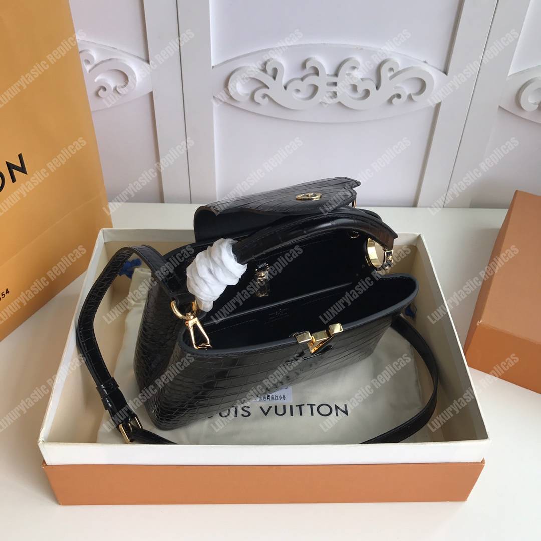 LV Capucines Mini Crocodilien Mat Black