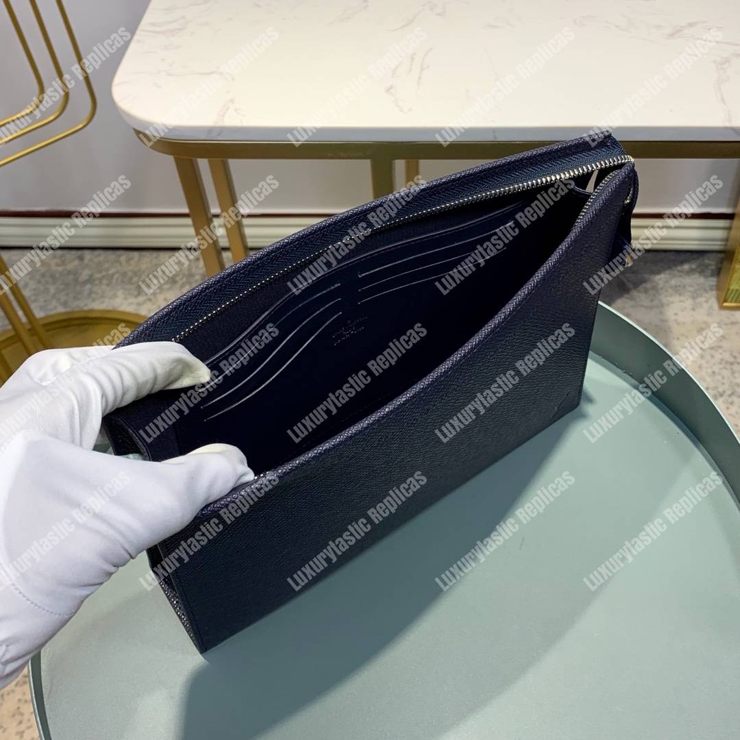 LV Pochette Voyage MM Taiga Leather Navy Blue