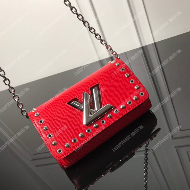LV Twist Chain Wallet Epi Leather Red