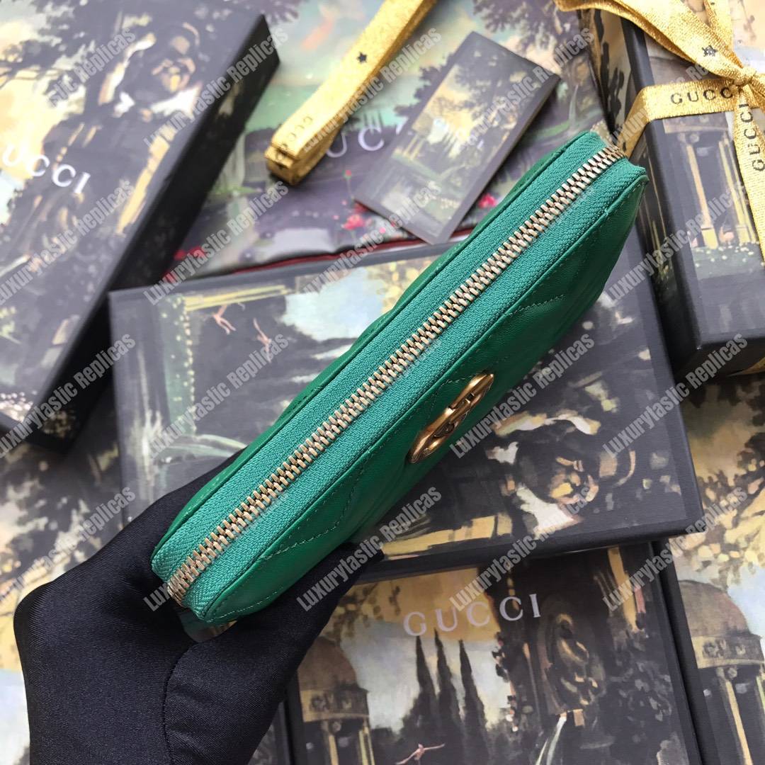 G*u*i gg marmont zip around wallet chevron green