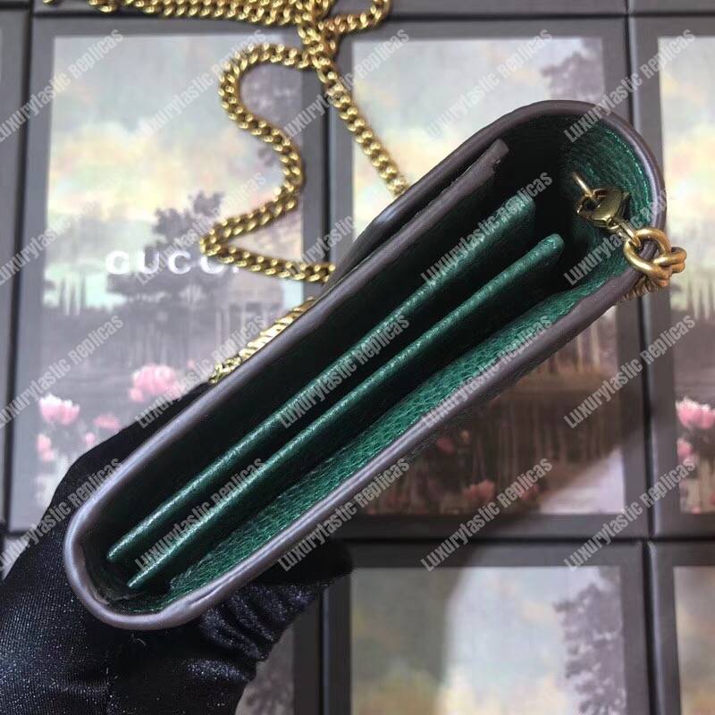 G*u*i calfskin garden dionysus chain wallet green with butterfly