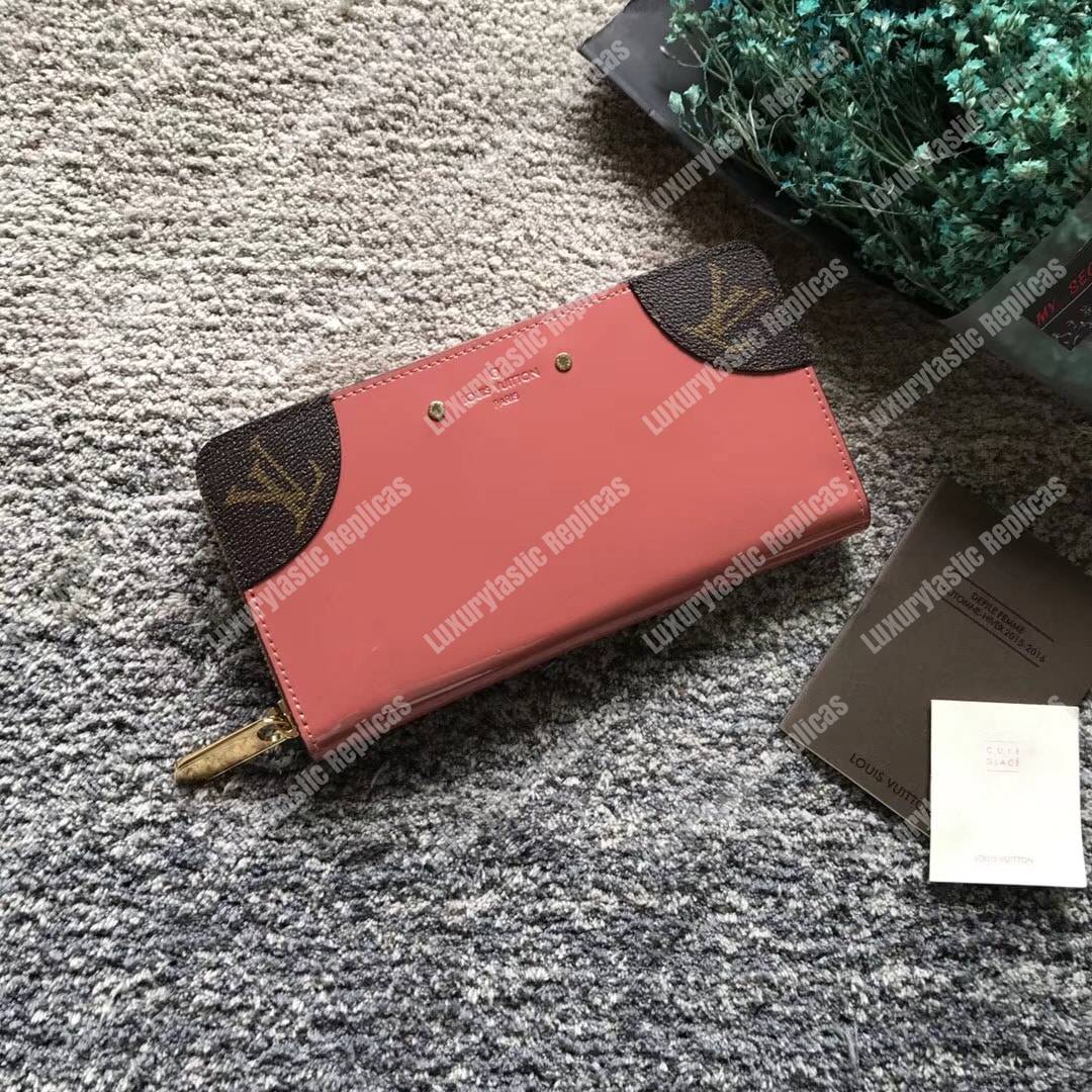 LV Zippy Wallet Patent Leather Vieux Rose