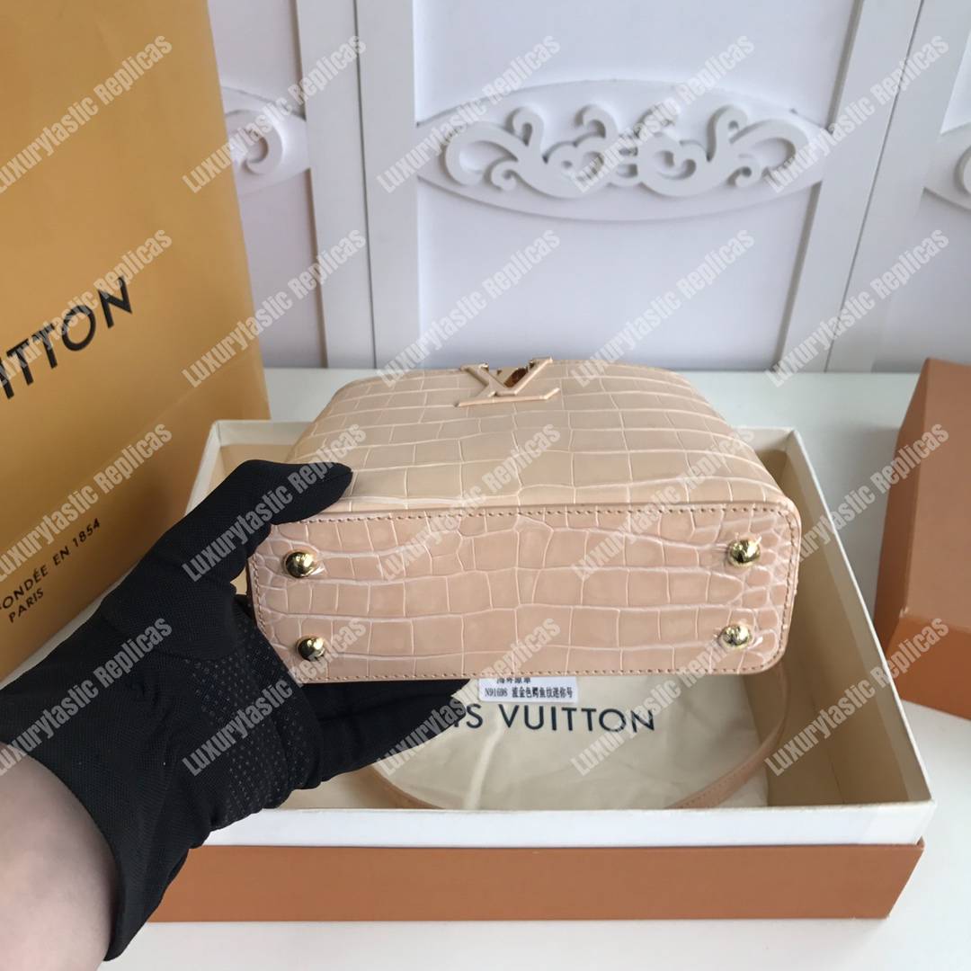 LV Capucines Mini Crocodilien Mat Dune