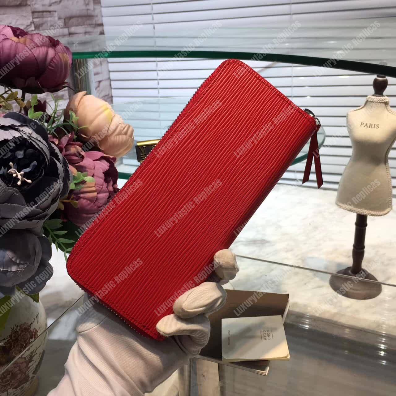 LV Clemence Wallet Epi Leather Coquelicot