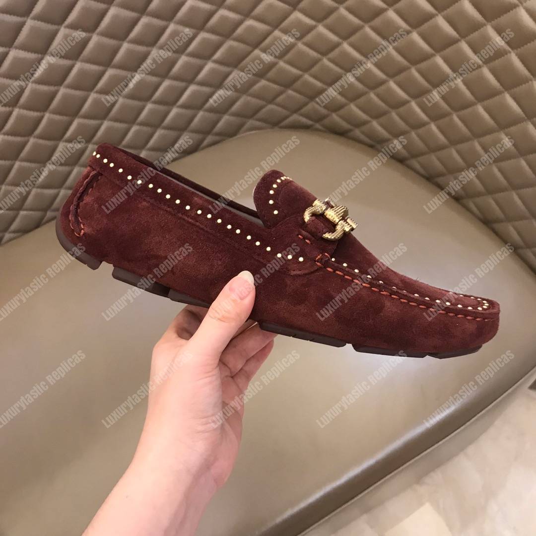 Salvatore Ferragamo Gancini Driving Shoe Maroon
