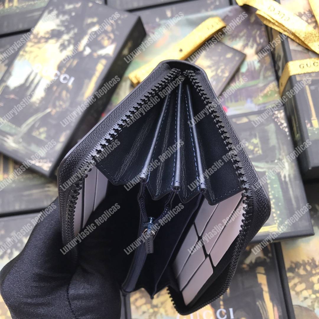 G*u*i gg blue blooms sup*e zip around wallet antique blue