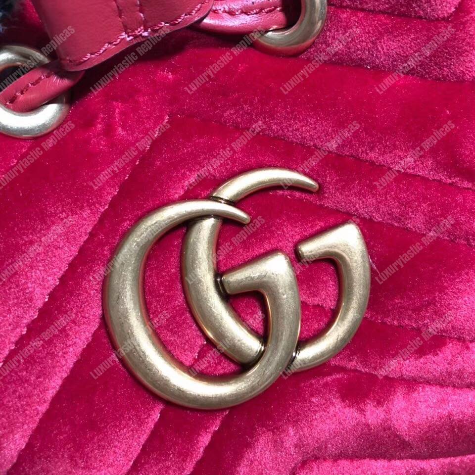 G*u*i gg marmont velvet bucket bag red