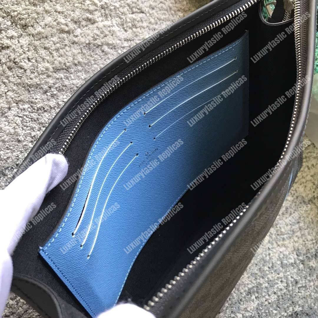 LV Pochette Voyage MM Damier Graphite Stripe Blue