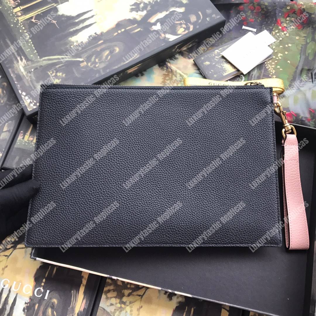 G*u*i leather pouch with bow black