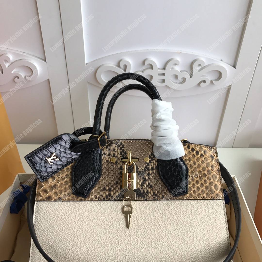 LV City Steamer PM Python Beige Snow