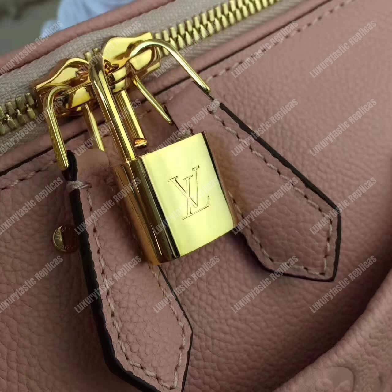 LV Speedy Bandouliere 30 Monogram Empreinte Leather Rose Poudre