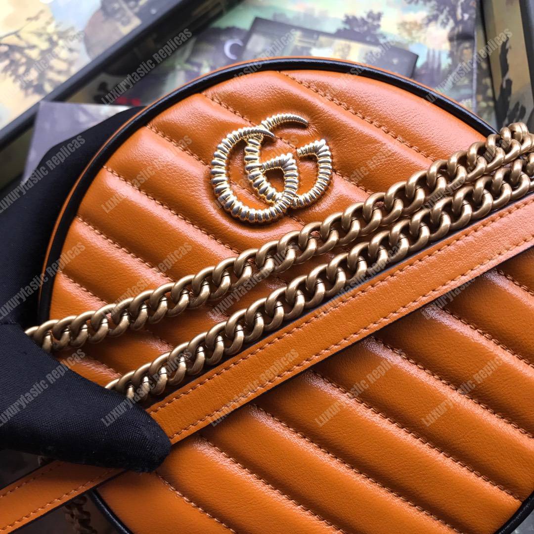 G*u*i gg marmont mini round shoulder bag cognac