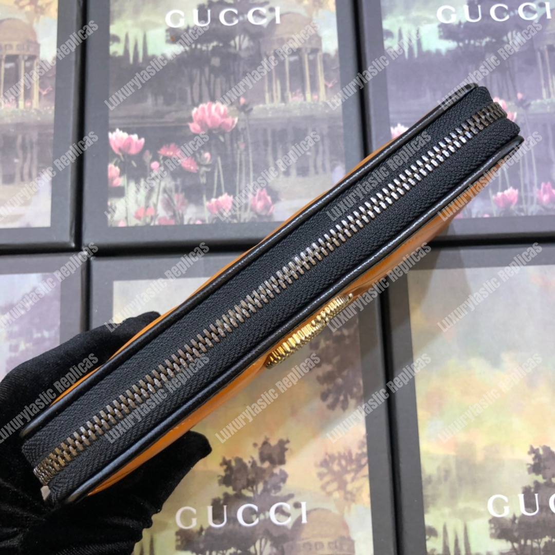 G*u*i gg marmont zip around wallet cognac matelassé