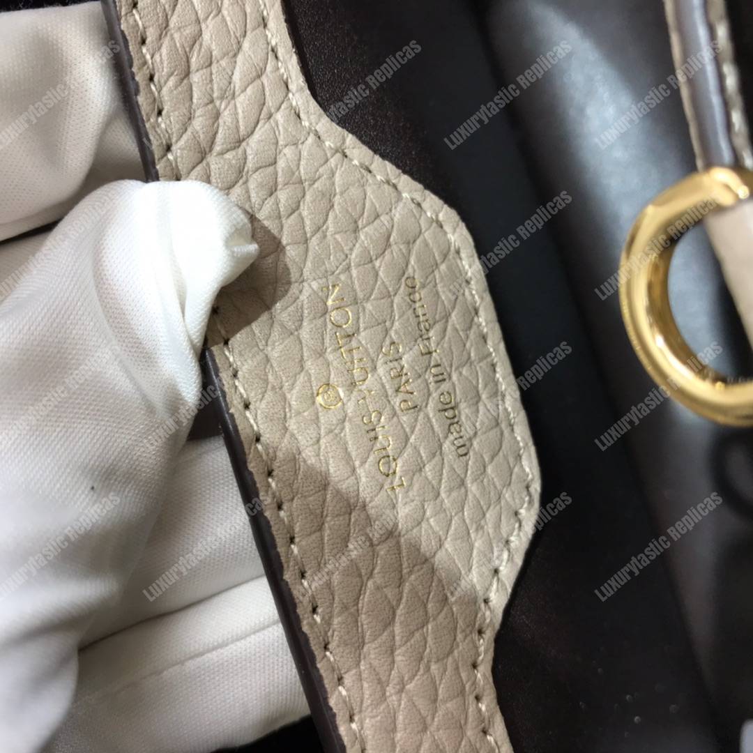 LV Capucine BB Handbag Taurillon Leather Galet Gray/Noir