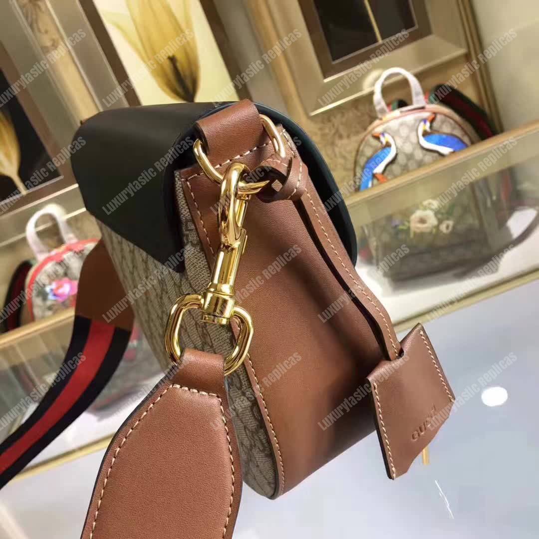 G*u*i padlock medium gg shoulder bag beige/ebony black