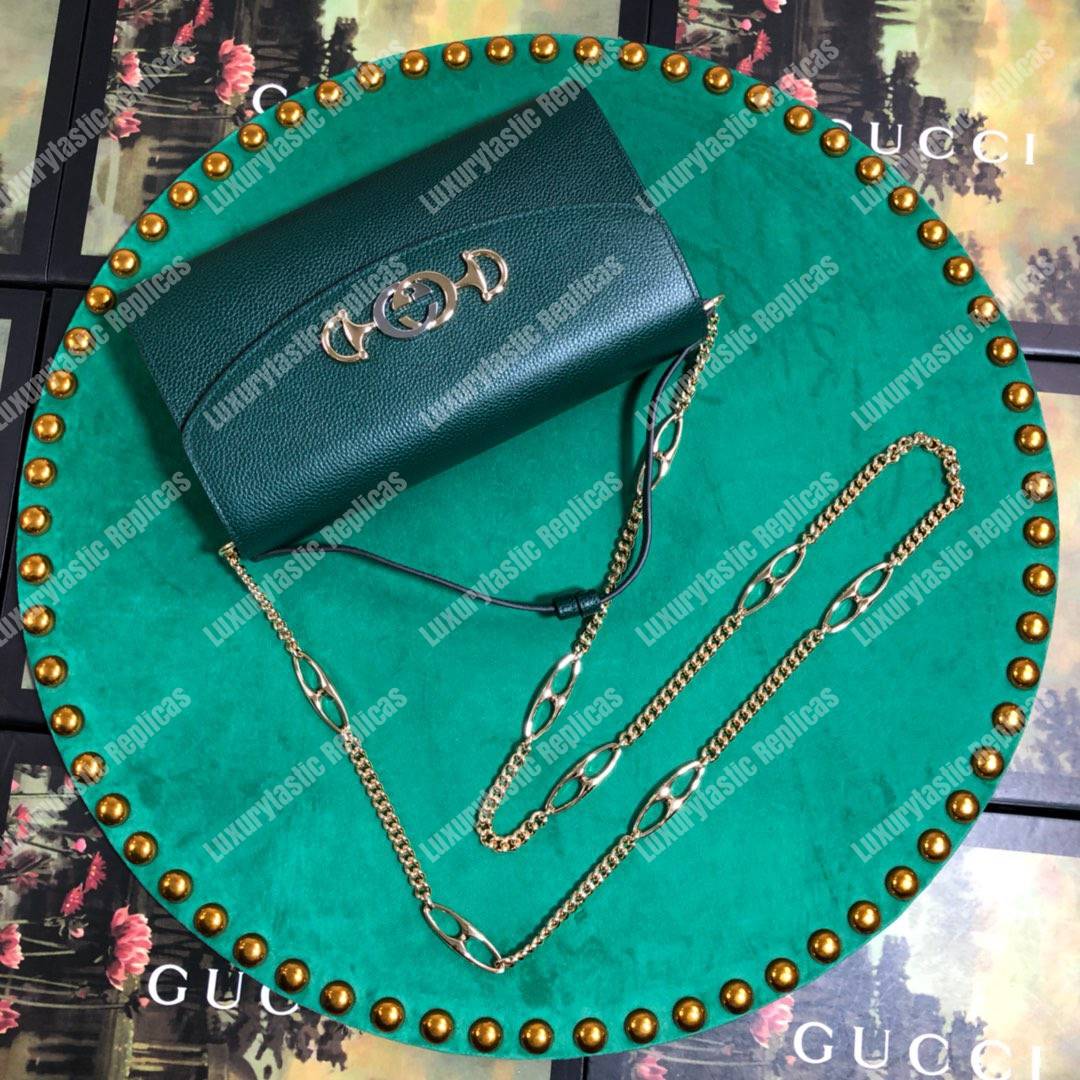 G*u*i zumi dark green smooth leather small shoulder bag