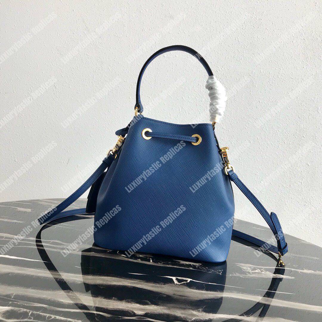 Pra*a saffiano leather bucket bag blue