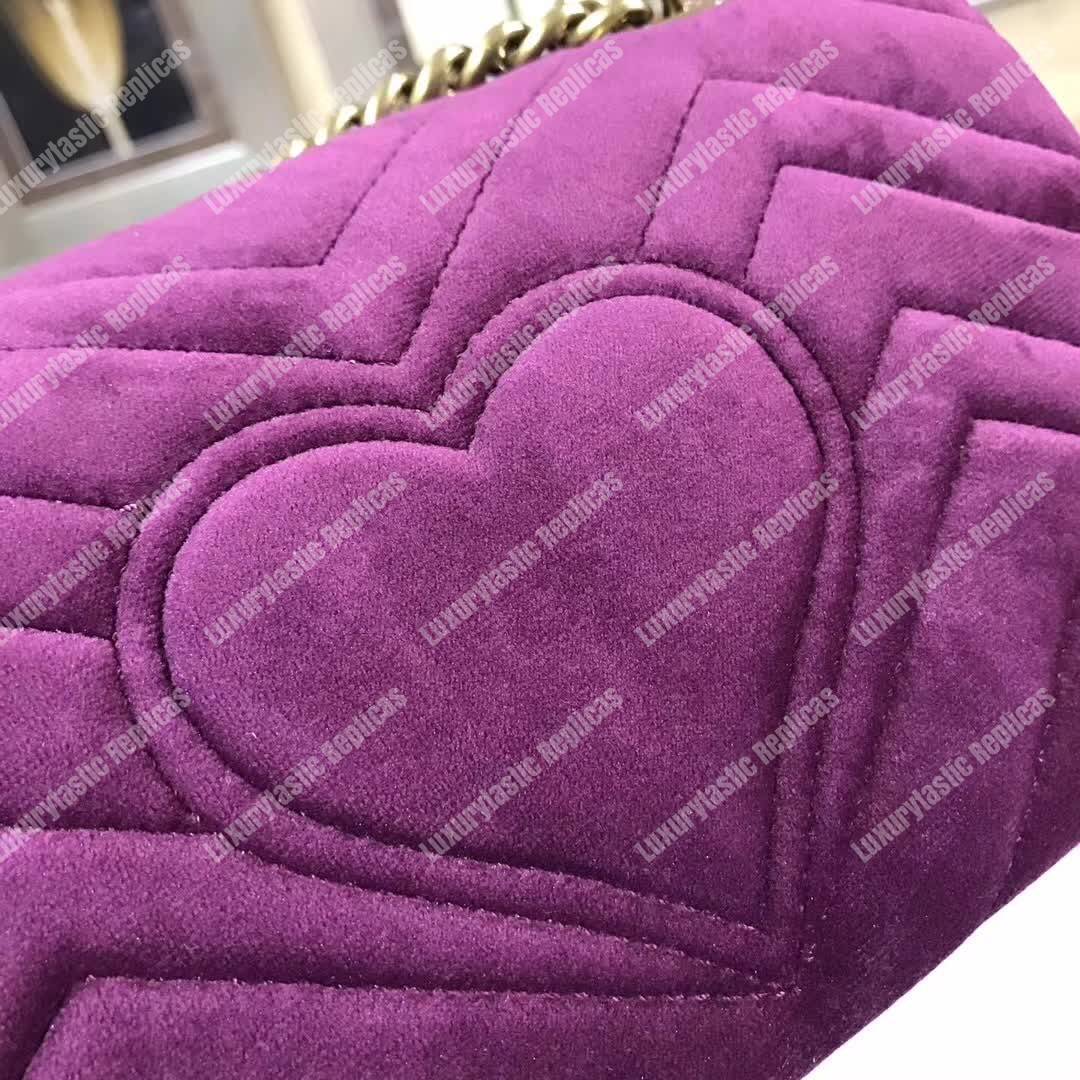 G*u*i gg marmont embroidered velvet mini bag feathers