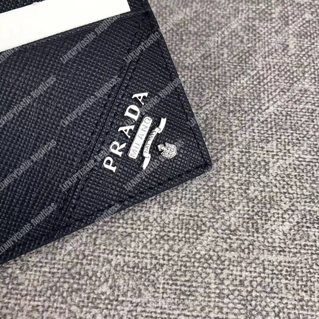 Pra*a leather card holder navy blue