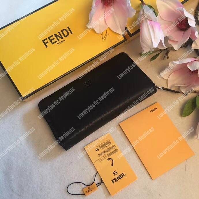 F**di black leather wallet