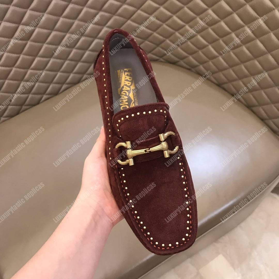 Salvatore Ferragamo Gancini Driving Shoe Maroon