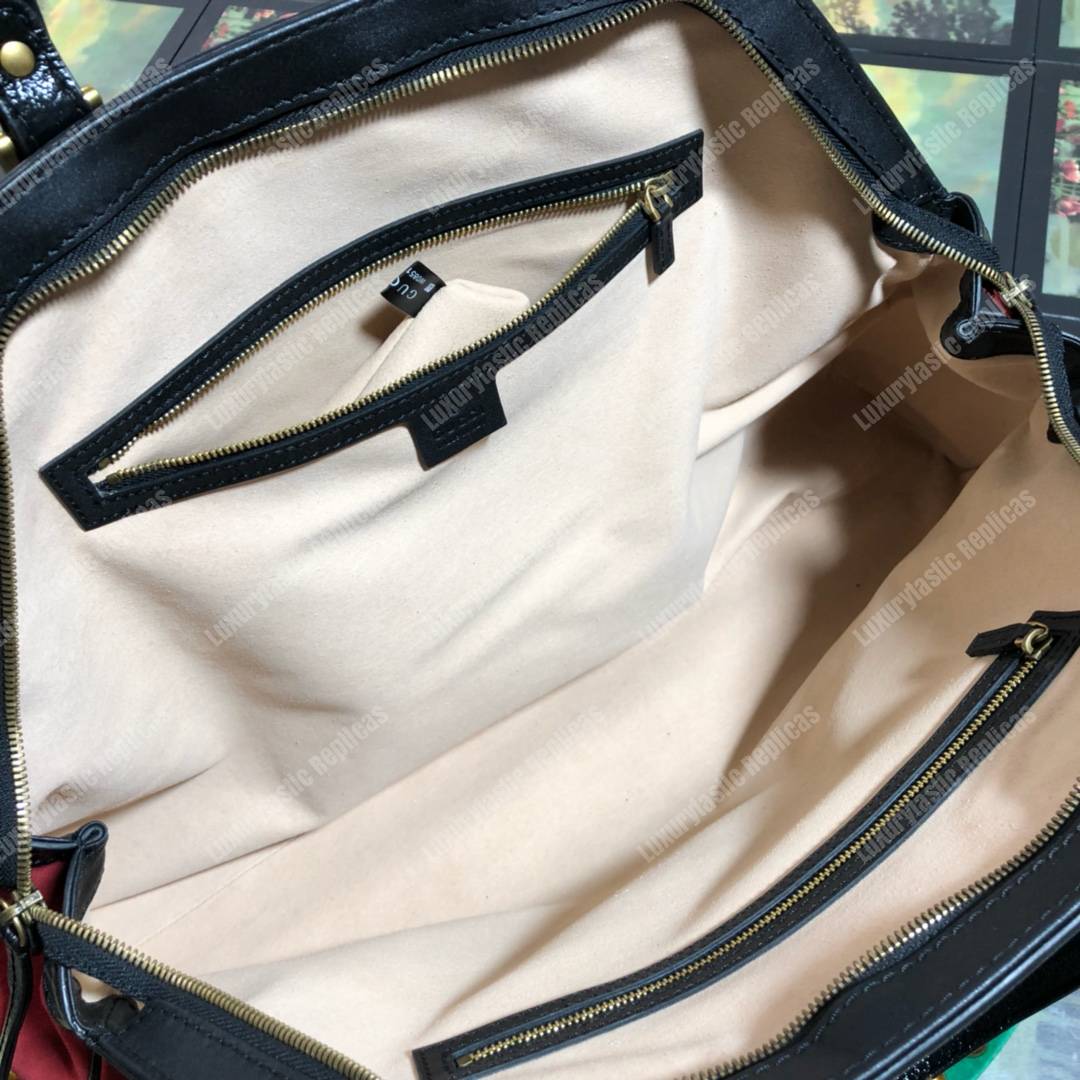 G*u*i re(belle) large top handle tote suede red