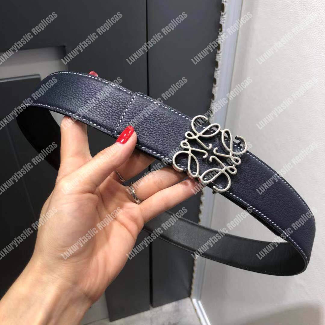 Loewe Reversible Anagram Belt 4 Cm Navy Blue