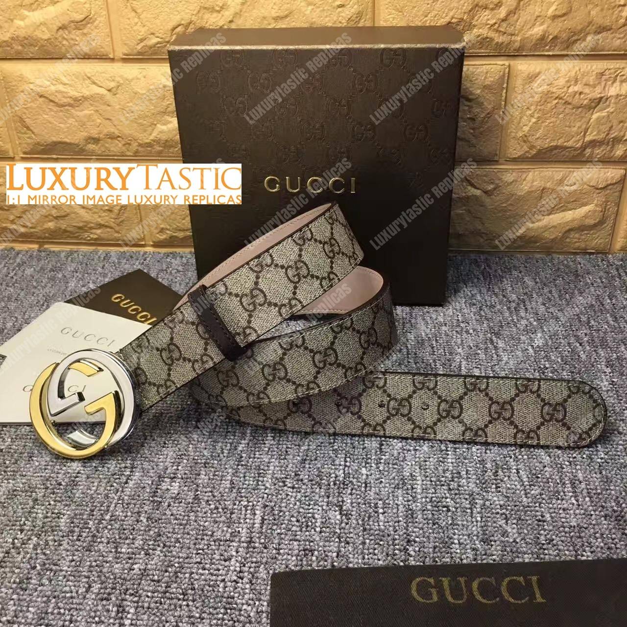 gg Sup*e belt with 2-color g buckle