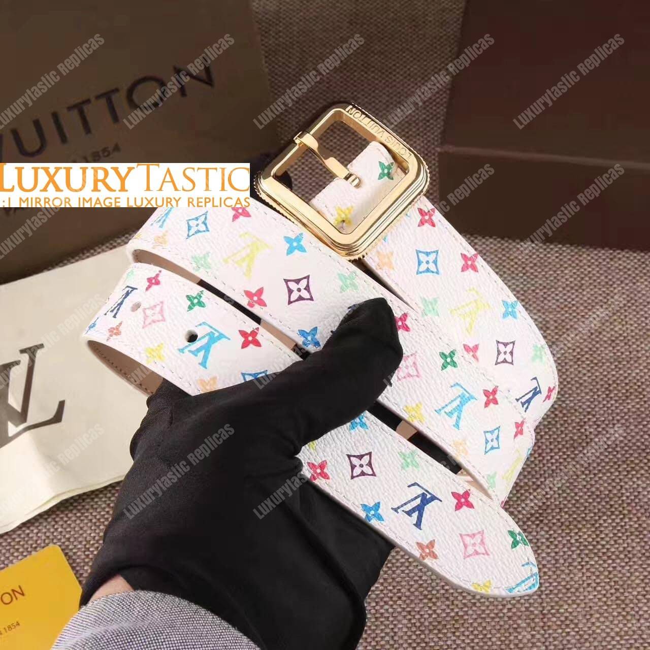 LV Malletier Belt 30mm Takashi Murakami Edition White