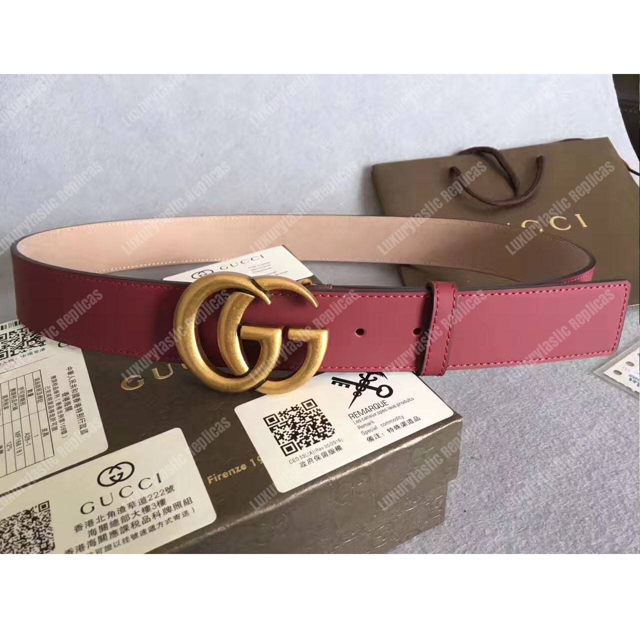 G*u*i leather belt with double g buckle