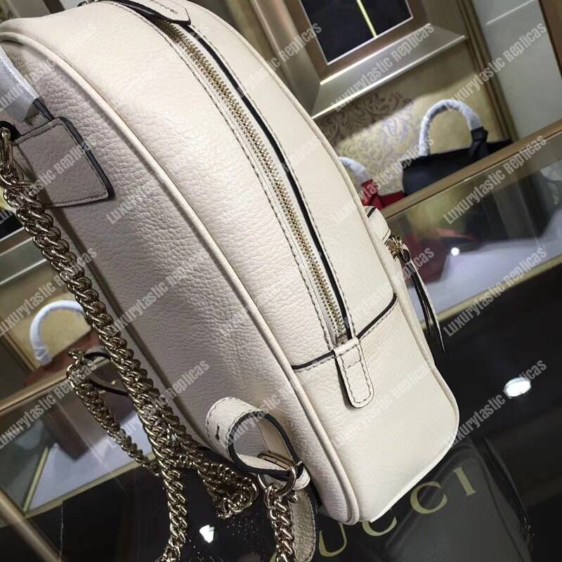 G*u*i soho leather chain backpack white