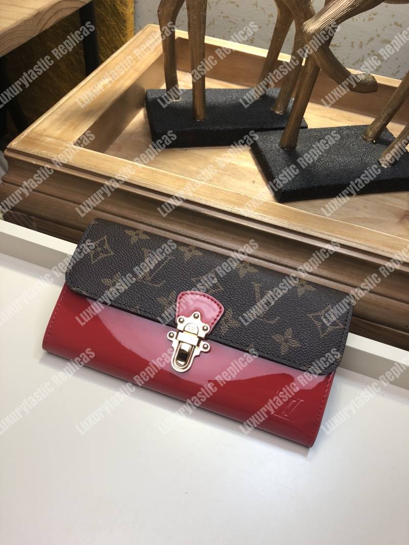 LV Cherrywood Wallet Patent Leather Red
