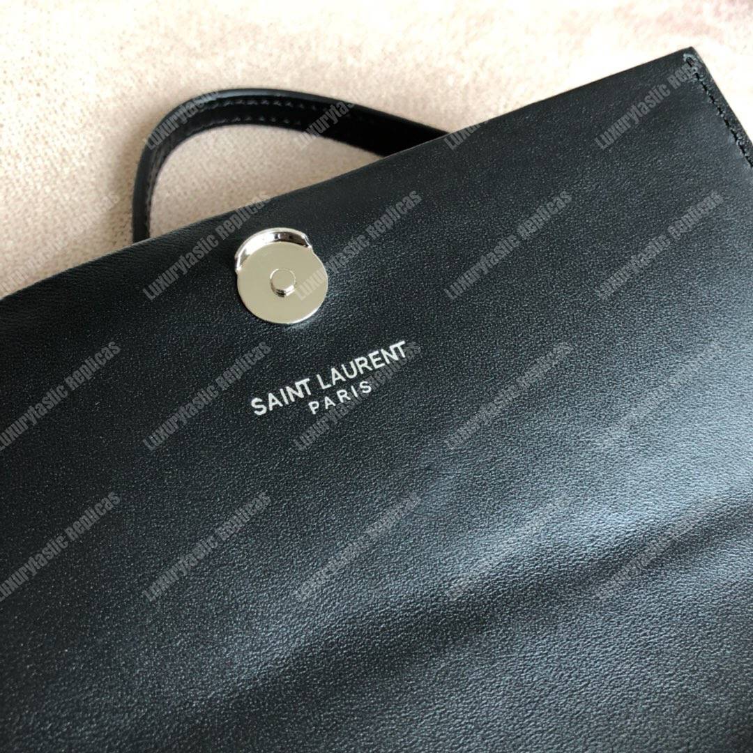 Saint Laurent Kate Chain Wallet With Tassel Black Crocodile