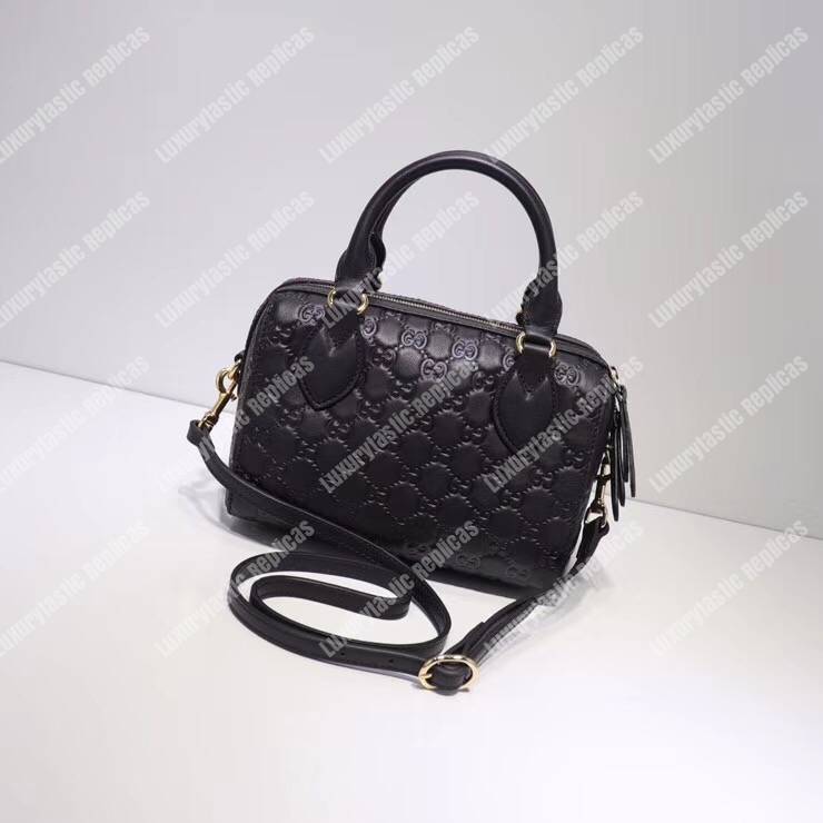 G*u*i signature small top handle bag black