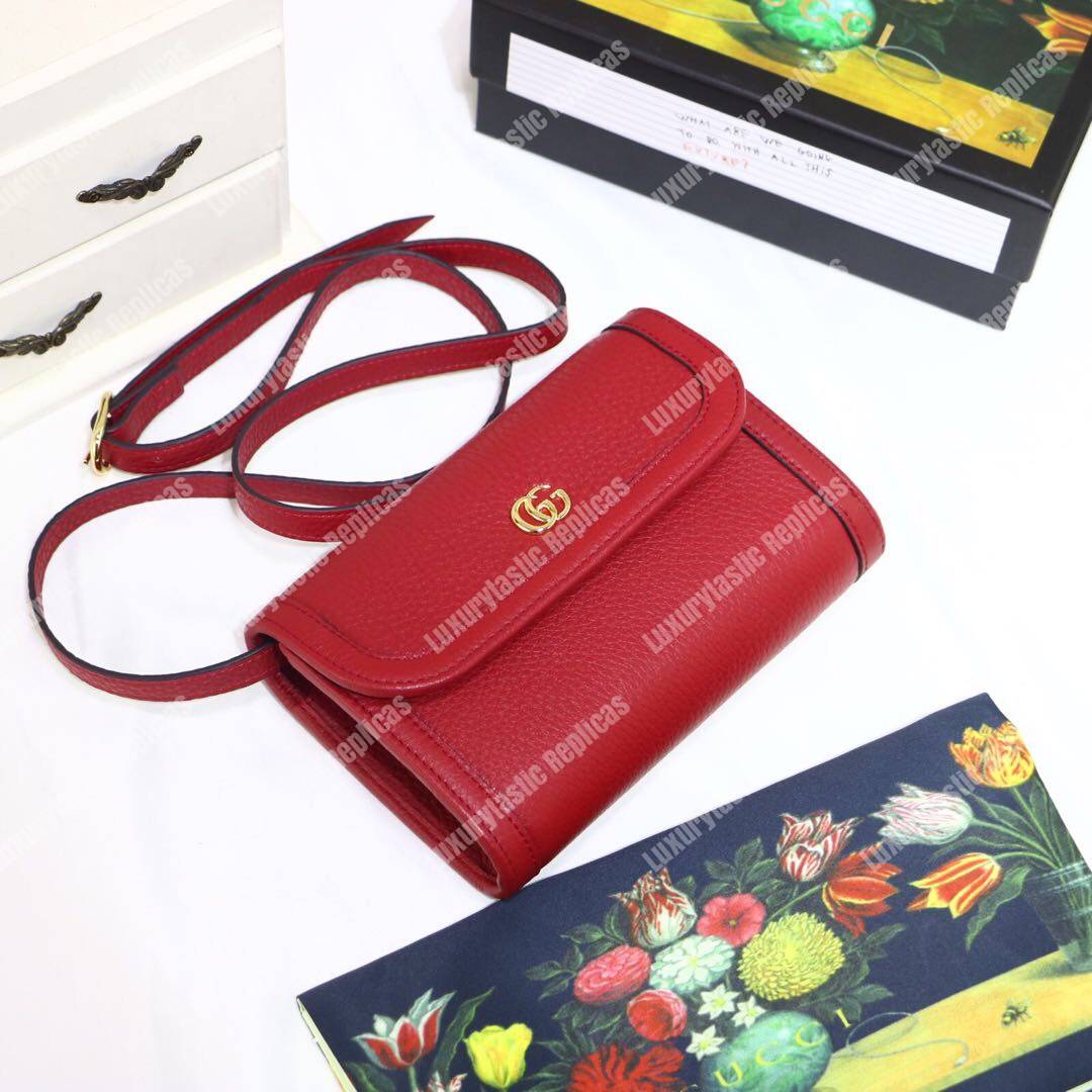 G*u*i gg calfskin mini shoulder flap bag red