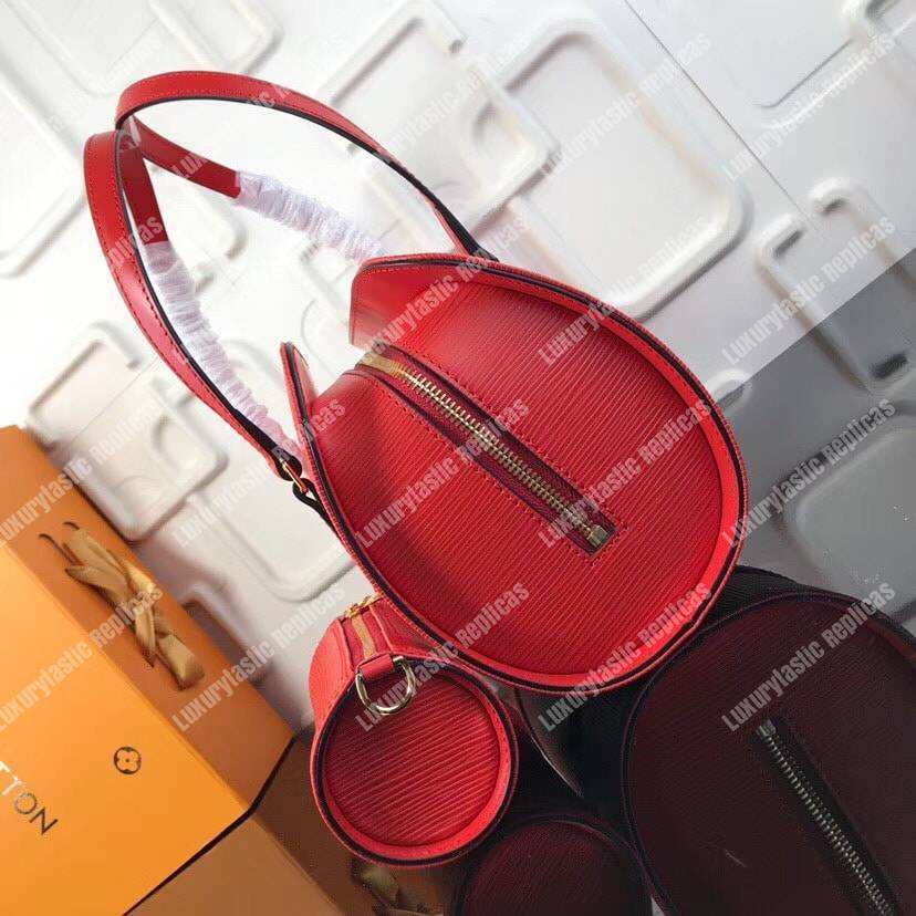 LV Soufflot Bag Black Epi Leather Red