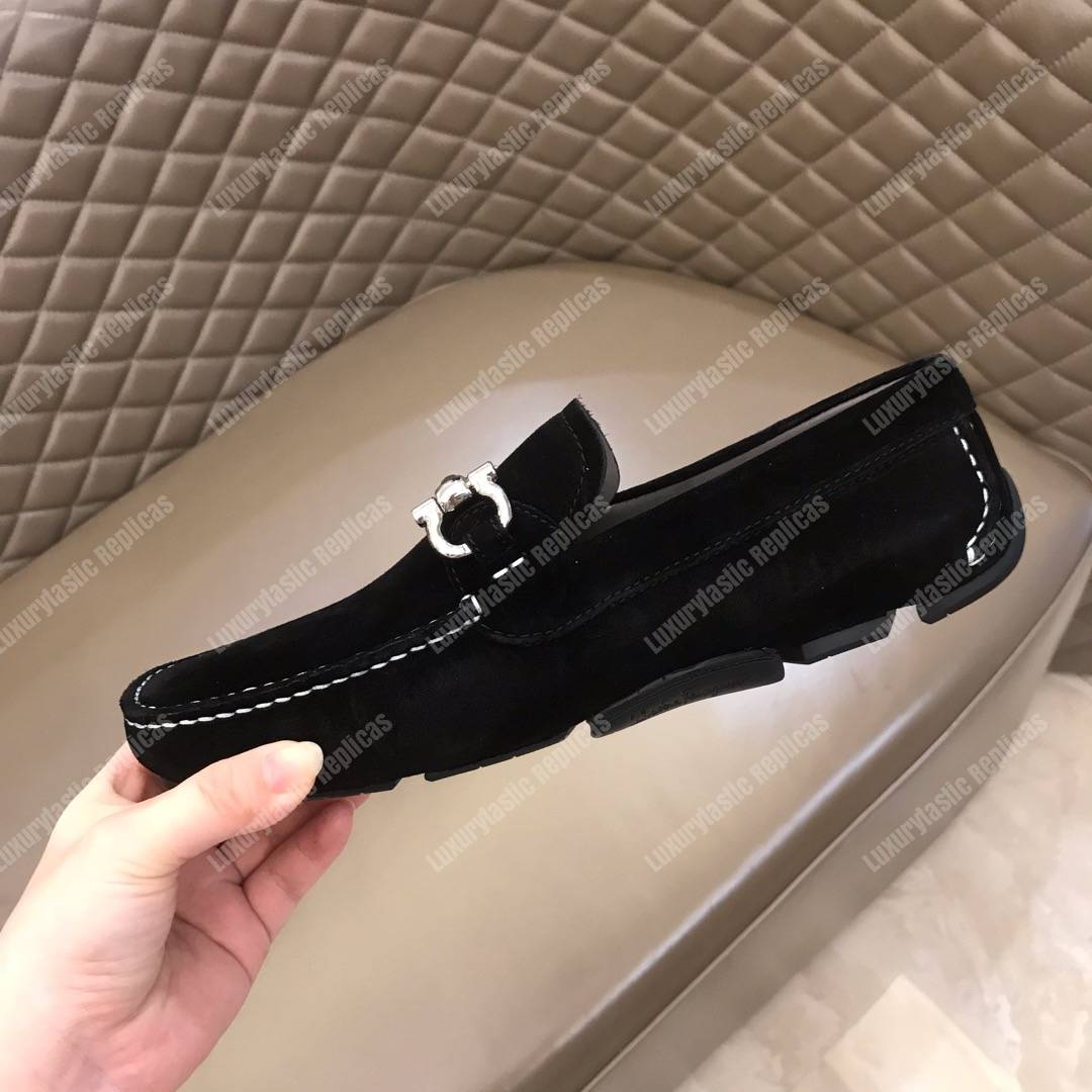 Salvatore Ferragamo Gancini Driving Shoe Black