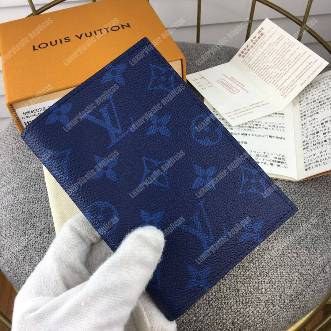 LV Passport Cover Taiga Monogram Cobalt