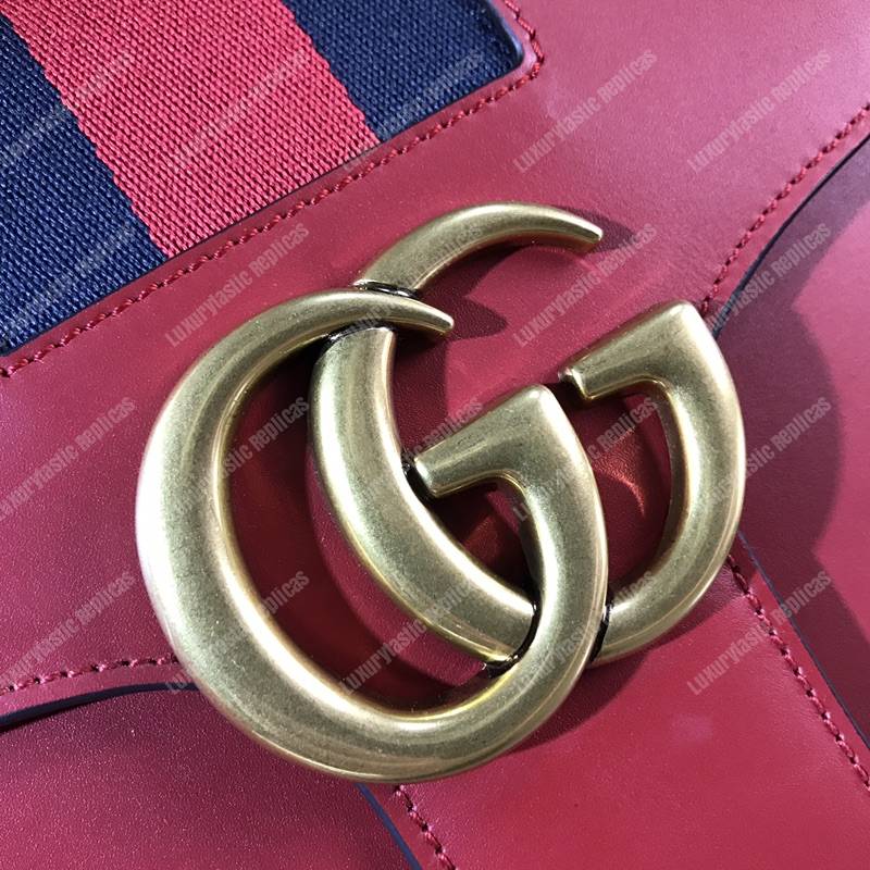 G*u*i gg marmont stylish striped canvas bag red