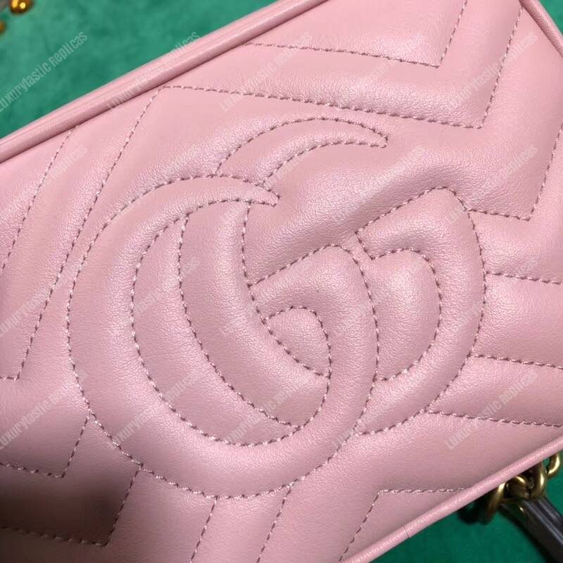 G*u*i gg marmont matelassé mini bag pink