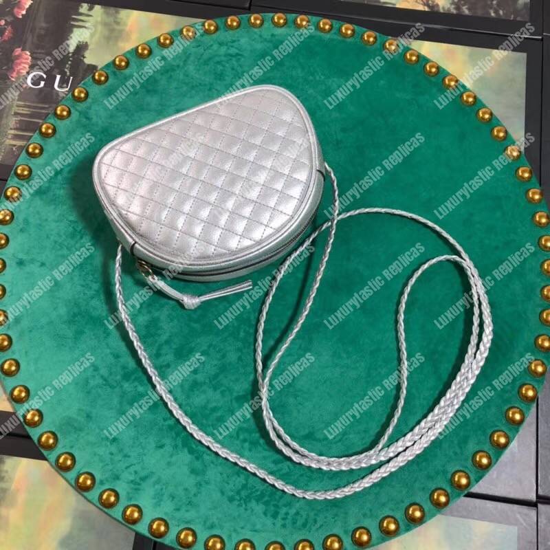 G*u*i laminated leather mini bag silver