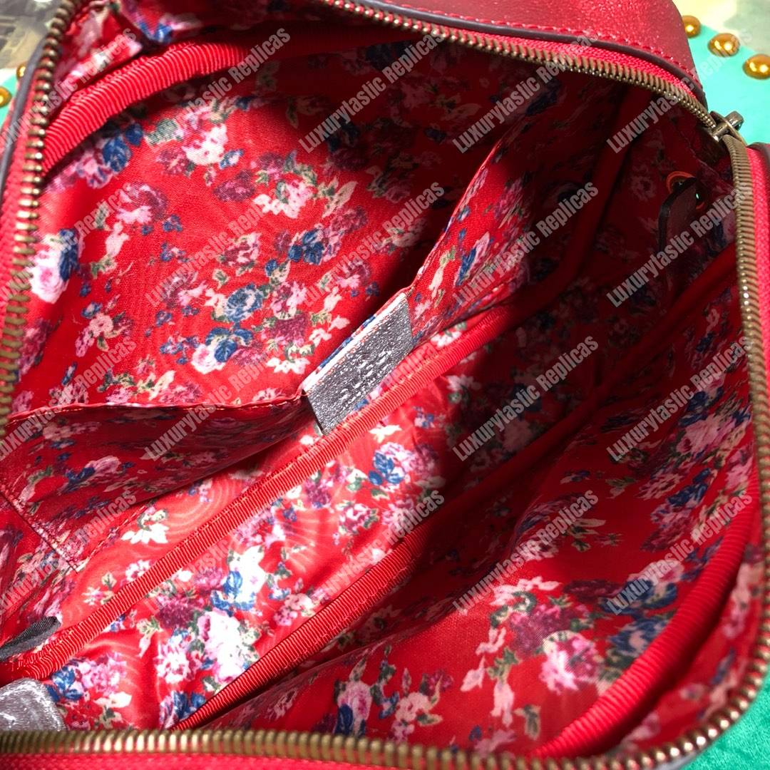 G*u*i laminated leather small shoulder bag blue/red