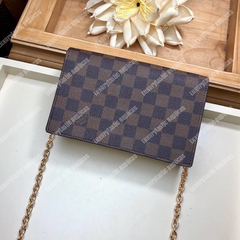 LV Vavin Chain Wallet Damier Ebene Creme