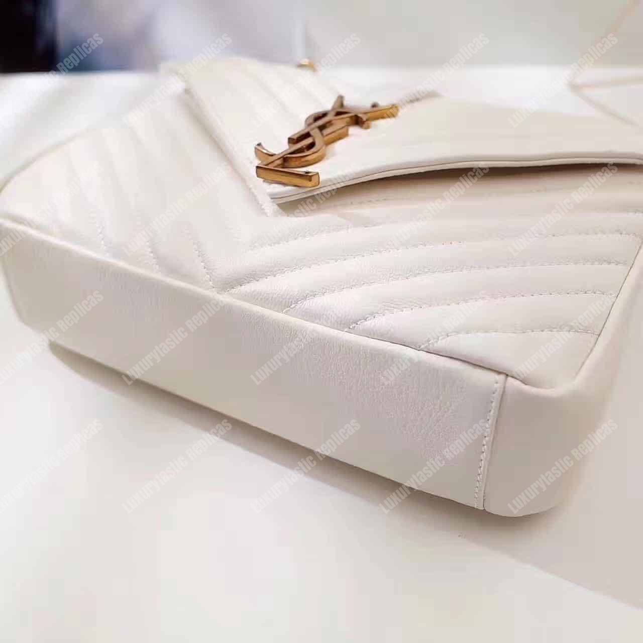 Saint Laurent Classic Medium College Monogram White Gold-Toned
