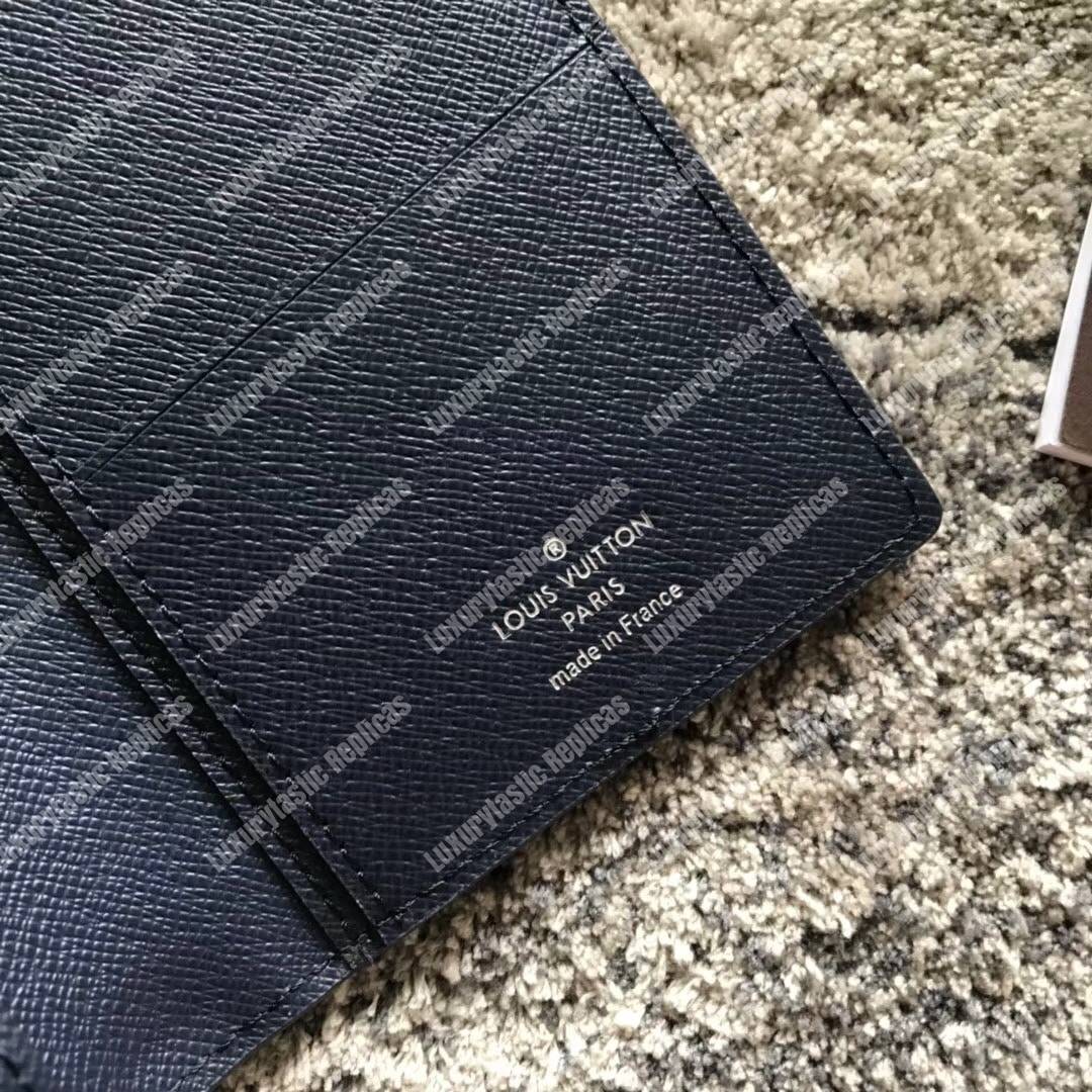 LV Brazza Wallet Taiga Leather Marine Light Blue