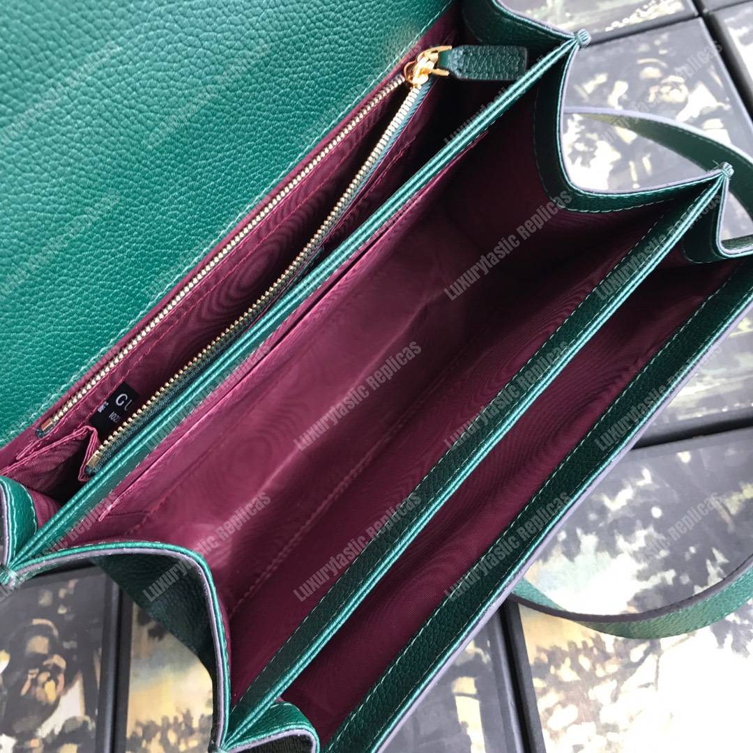 G*u*i zumi grainy leather small shoulder bag dark green