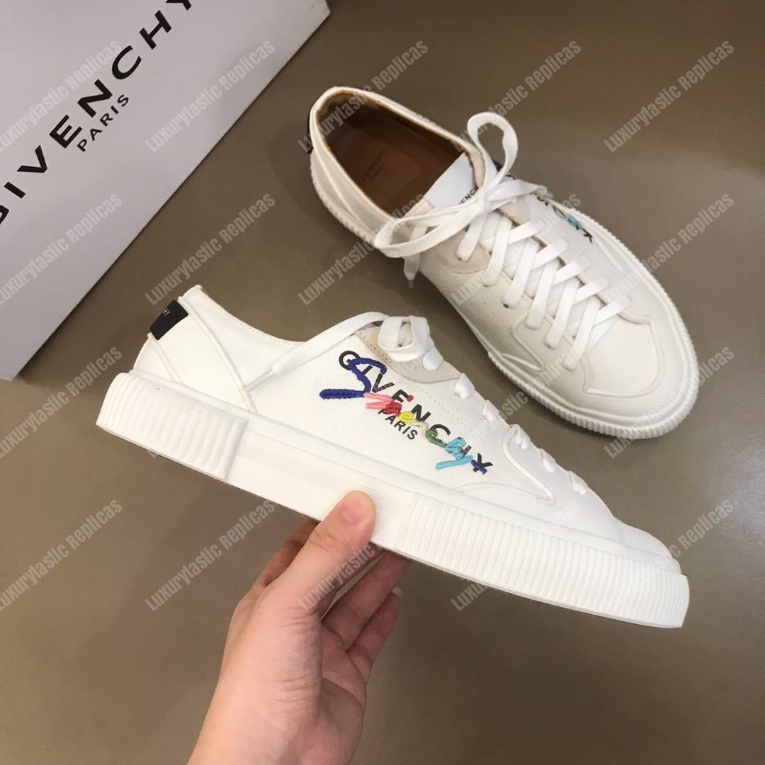 Givenchy Low Sneakers In Canvas White/Multi Colour Print