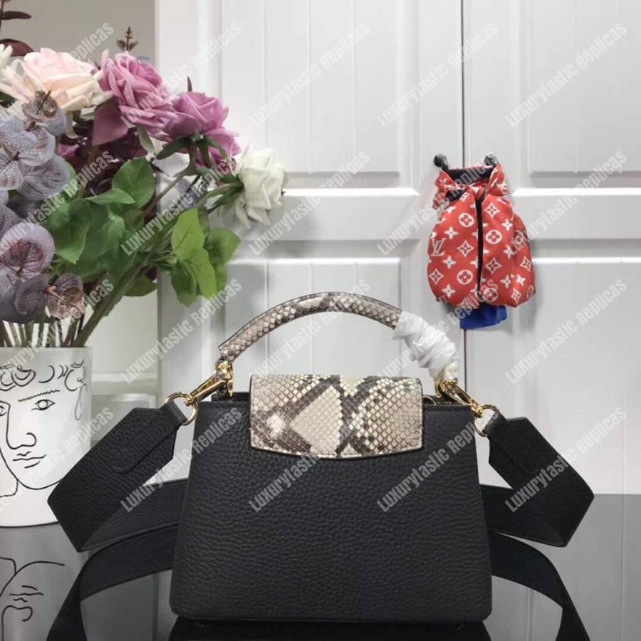 LV Capucines Mini Taurillon Python Black